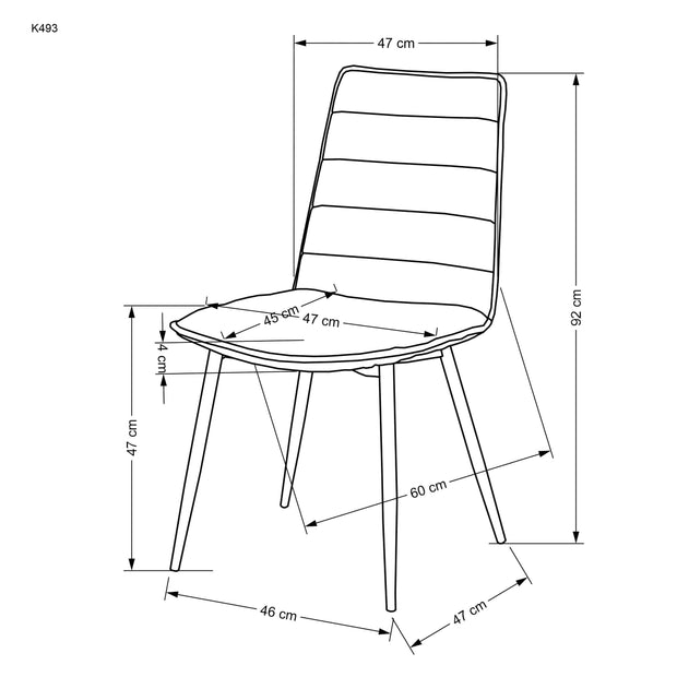Scaun tapitat cu stofa si picioare metalice, K493 Galben / Negru, l47xA60xH92 cm (2)