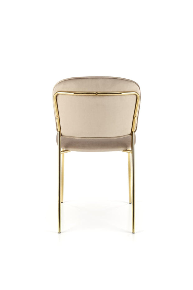 Scaun tapitat cu stofa si picioare metalice, K499 Velvet Bej / Auriu, l47xA56xH85 cm (1)