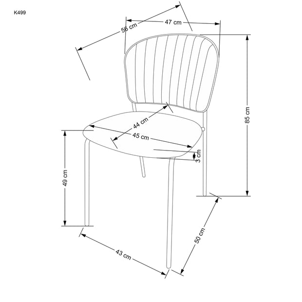 Scaun tapitat cu stofa si picioare metalice, K499 Velvet Bej / Auriu, l47xA56xH85 cm (2)