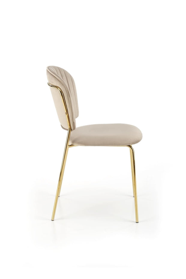 Scaun tapitat cu stofa si picioare metalice, K499 Velvet Bej / Auriu, l47xA56xH85 cm (3)