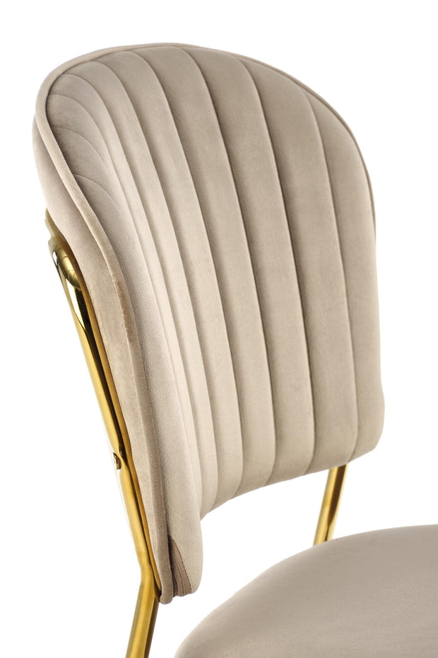Scaun tapitat cu stofa si picioare metalice, K499 Velvet Bej / Auriu, l47xA56xH85 cm (7)