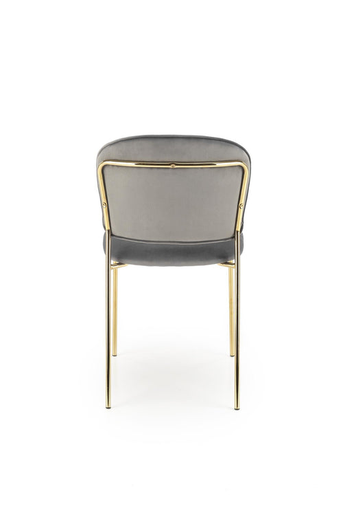 Scaun tapitat cu stofa si picioare metalice, K499 Velvet Gri / Auriu, l47xA56xH85 cm (1)