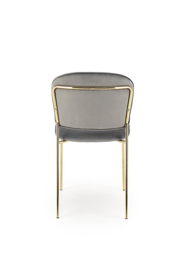 Scaun tapitat cu stofa si picioare metalice, K499 Velvet Gri / Auriu, l47xA56xH85 cm (1)