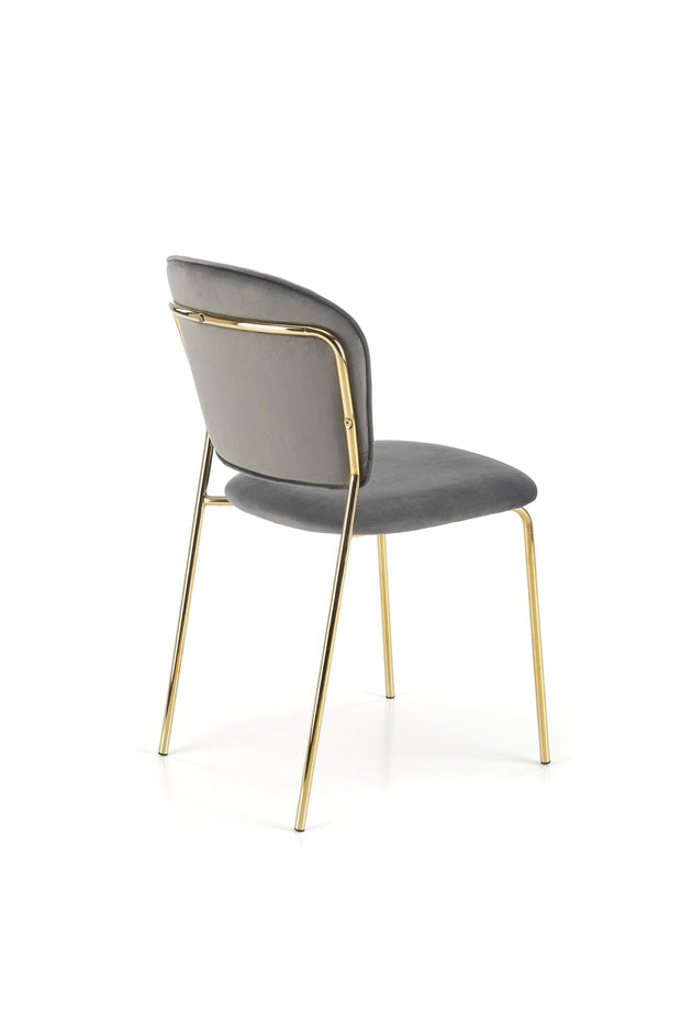 Scaun tapitat cu stofa si picioare metalice, K499 Velvet Gri / Auriu, l47xA56xH85 cm (3)