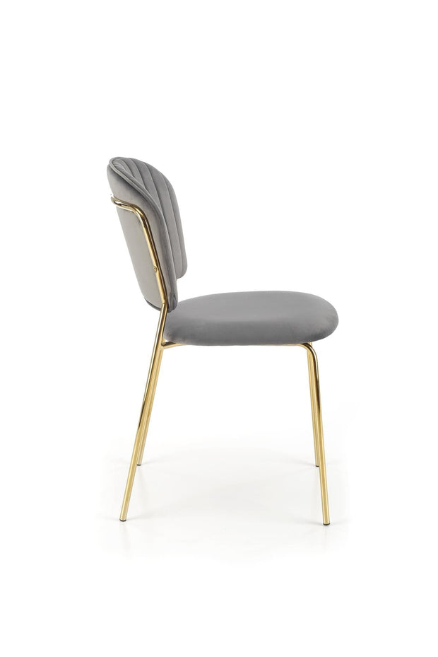 Scaun tapitat cu stofa si picioare metalice, K499 Velvet Gri / Auriu, l47xA56xH85 cm (4)
