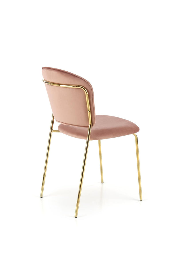 Scaun tapitat cu stofa si picioare metalice, K499 Velvet Roz / Auriu, l47xA56xH85 cm (4)