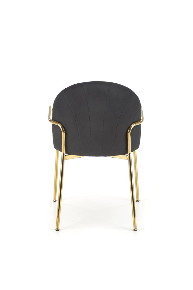 Scaun tapitat cu stofa si picioare metalice, K500 Velvet Bej / Auriu, l53xA57xH80 cm (2)