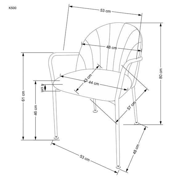 Scaun tapitat cu stofa si picioare metalice, K500 Velvet Bej / Auriu, l53xA57xH80 cm (3)