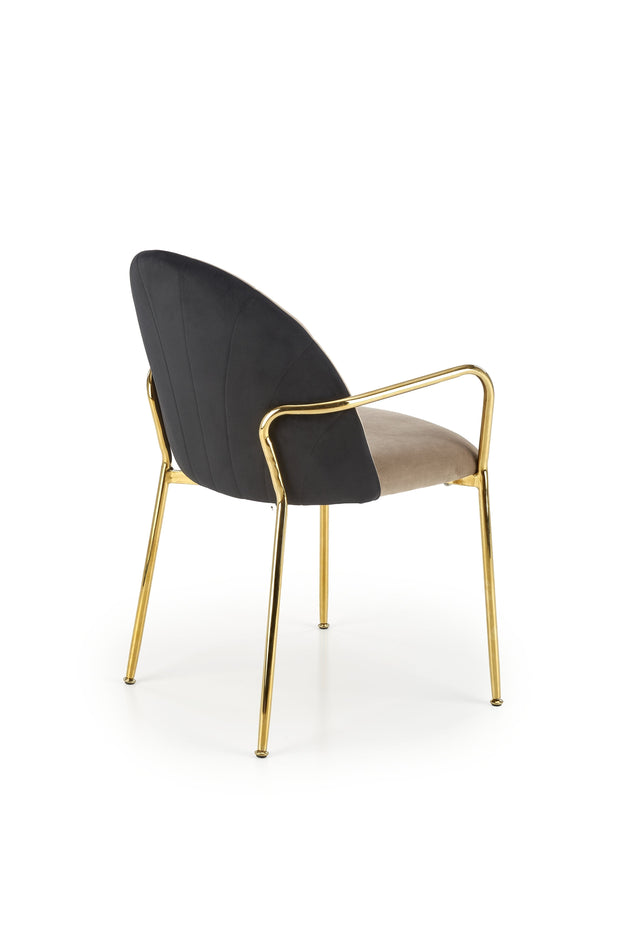 Scaun tapitat cu stofa si picioare metalice, K500 Velvet Bej / Auriu, l53xA57xH80 cm (4)