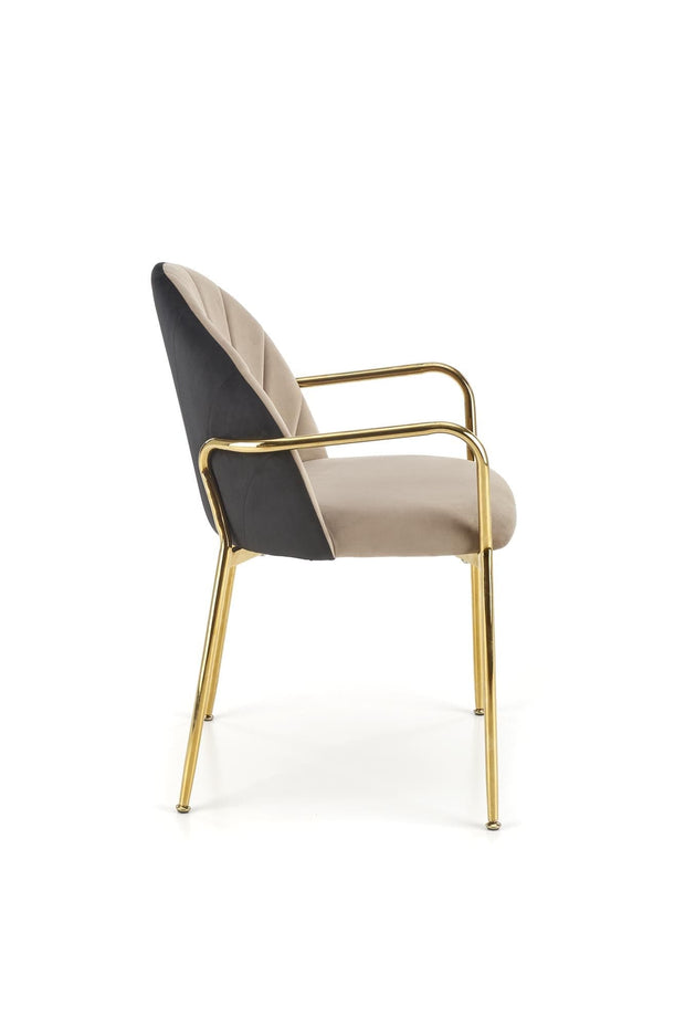 Scaun tapitat cu stofa si picioare metalice, K500 Velvet Bej / Auriu, l53xA57xH80 cm (5)