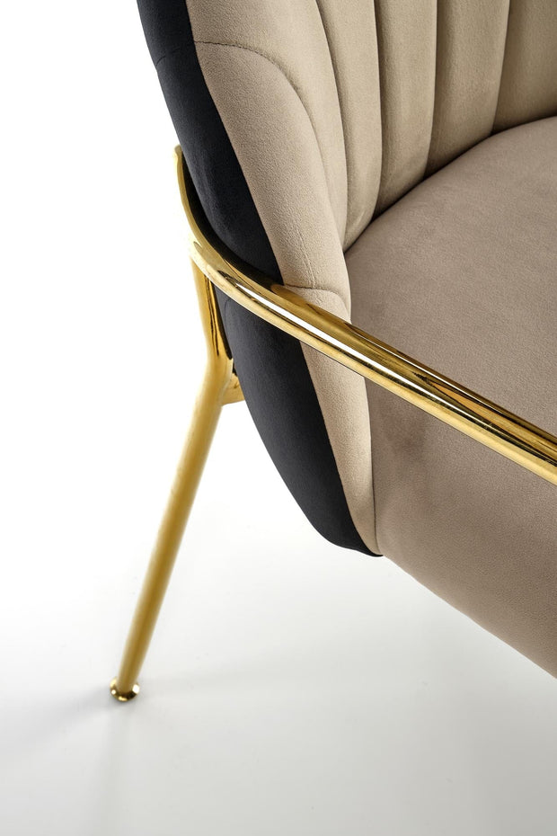 Scaun tapitat cu stofa si picioare metalice, K500 Velvet Bej / Auriu, l53xA57xH80 cm (6)