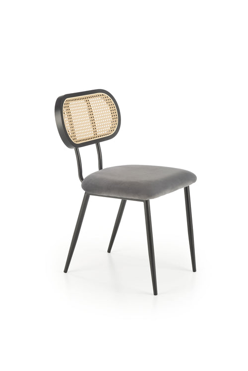 Scaun tapitat cu stofa si picioare metalice, K503 Velvet Gri / Negru, l53xA60xH84 cm
