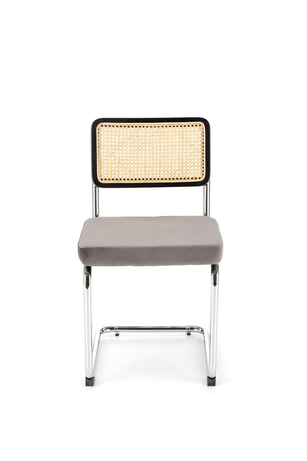 Scaun tapitat cu stofa si picioare metalice, K504 Velvet Gri / Crom / Natural, l53xA60xH84 cm (1)