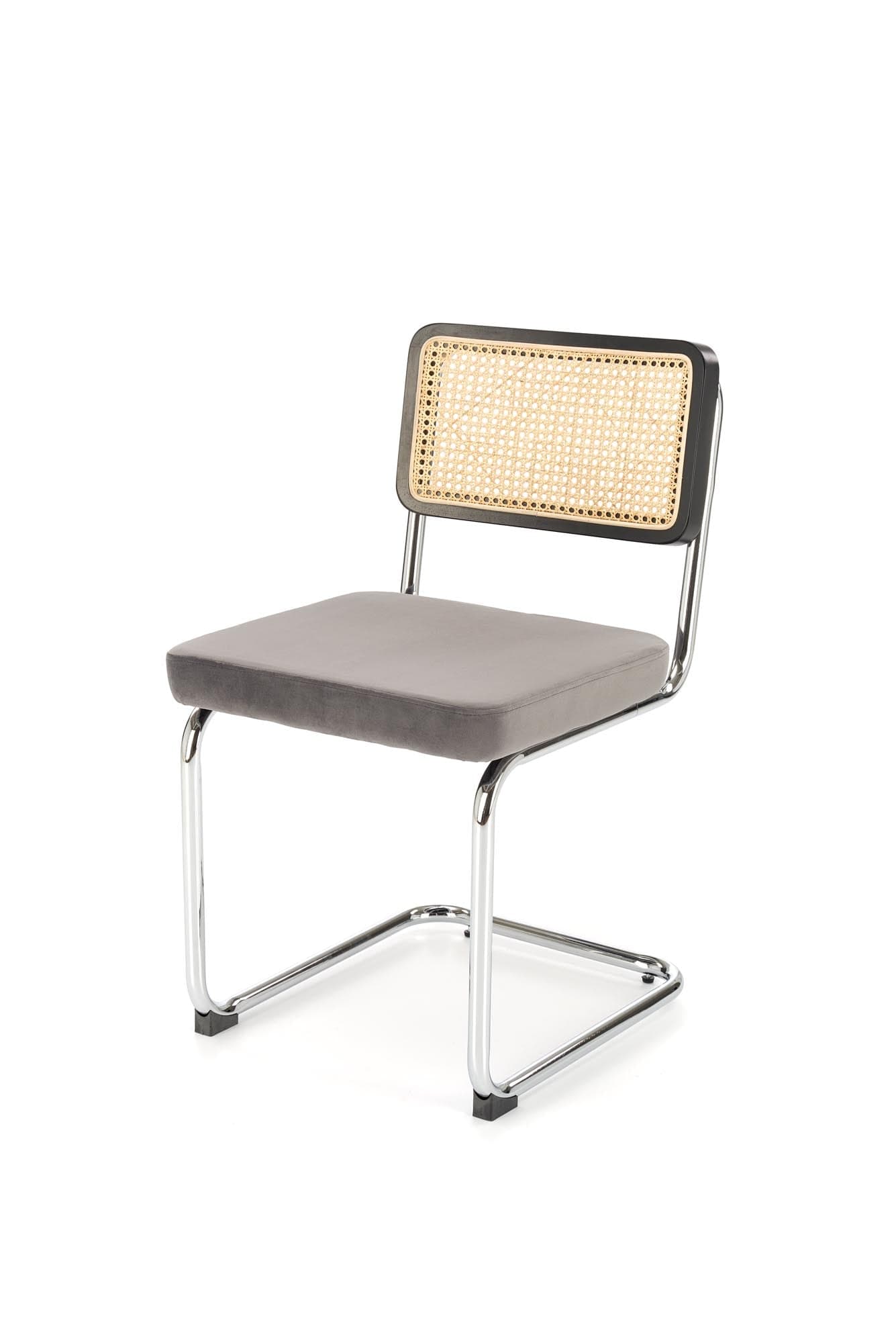 Scaun tapitat cu stofa si picioare metalice, K504 Velvet Gri / Crom / Natural, l53xA60xH84 cm (2)