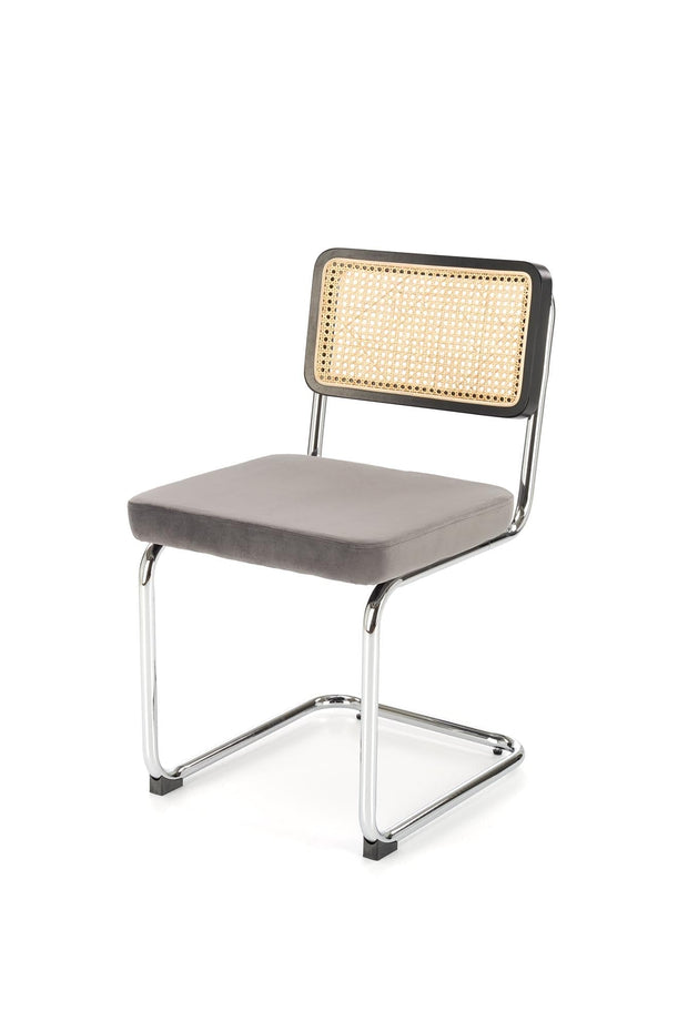 Scaun tapitat cu stofa si picioare metalice, K504 Velvet Gri / Crom / Natural, l53xA60xH84 cm (2)