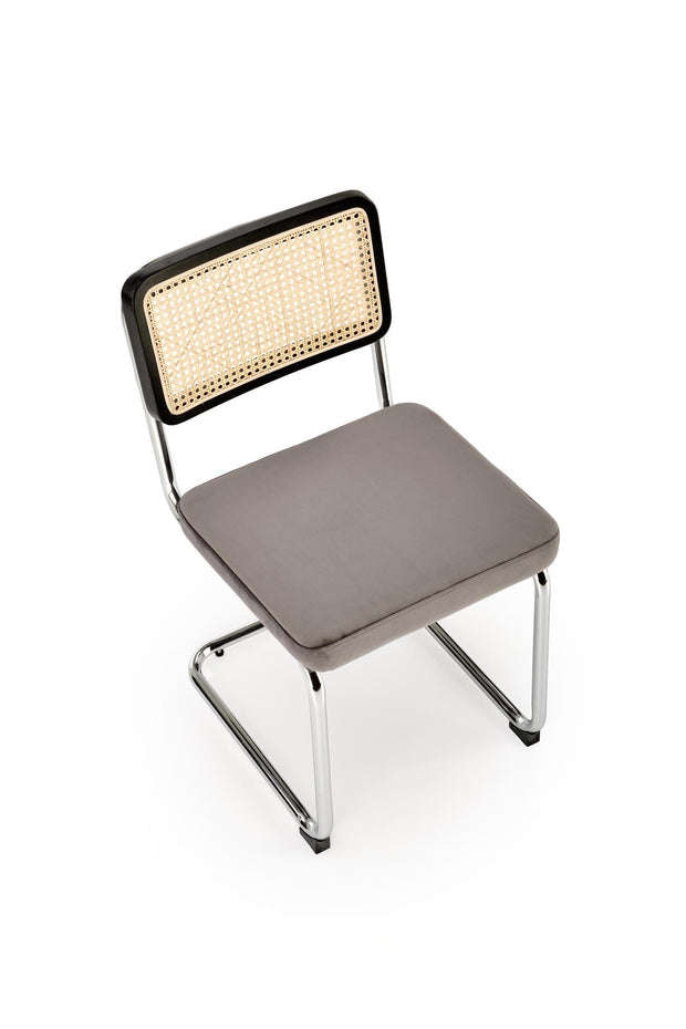Scaun tapitat cu stofa si picioare metalice, K504 Velvet Gri / Crom / Natural, l53xA60xH84 cm (3)