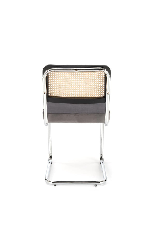 Scaun tapitat cu stofa si picioare metalice, K504 Velvet Gri / Crom / Natural, l53xA60xH84 cm (4)