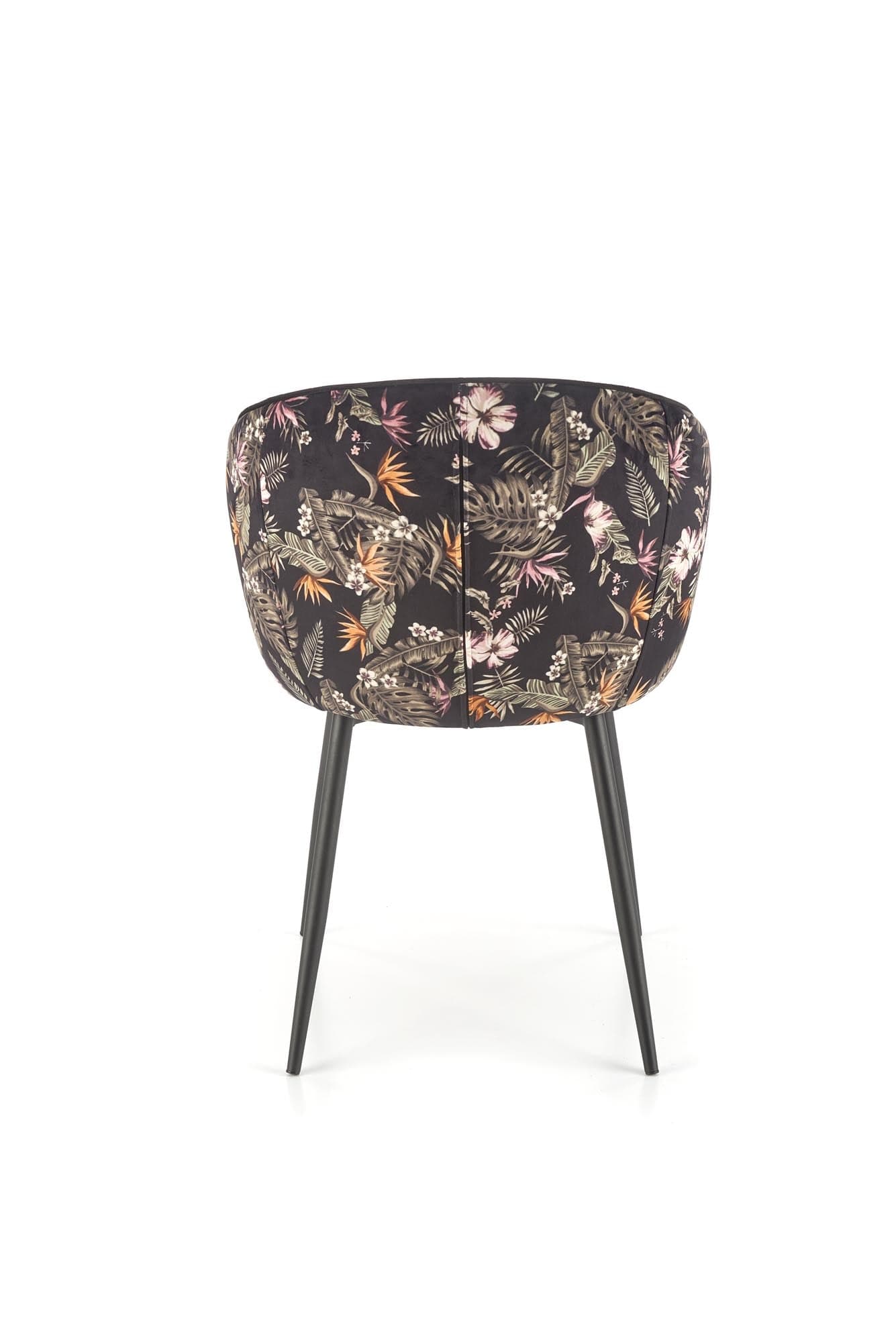 Scaun tapitat cu stofa si picioare metalice, K506 Velvet Multicolor / Negru, l55xA60xH82 cm (1)