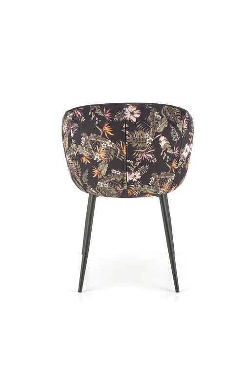 Scaun tapitat cu stofa si picioare metalice, K506 Velvet Multicolor / Negru, l55xA60xH82 cm (1)
