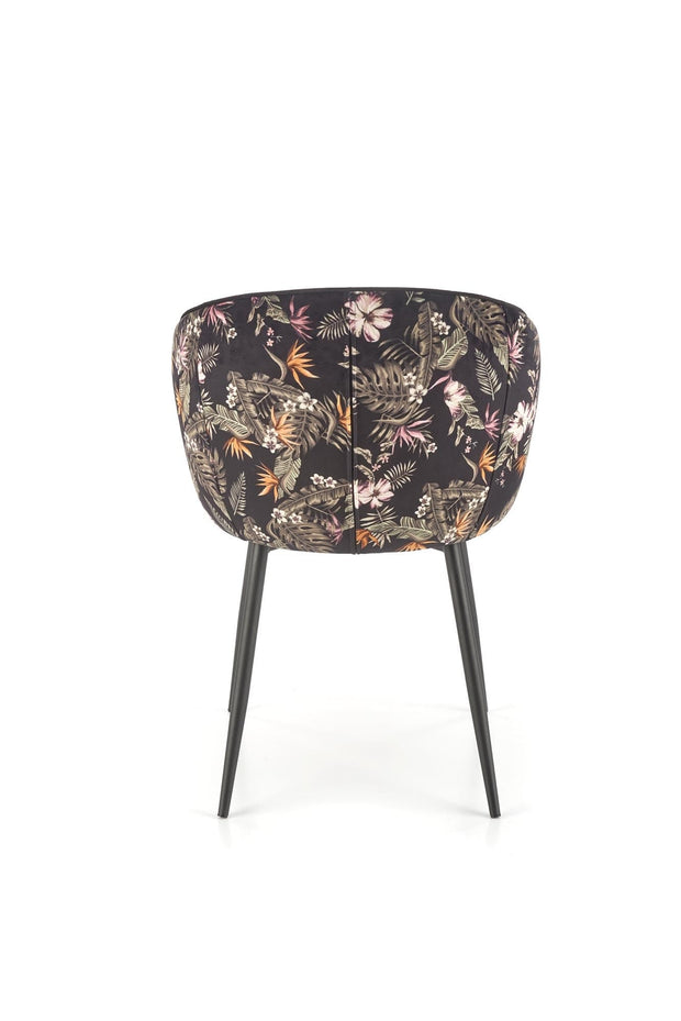 Scaun tapitat cu stofa si picioare metalice, K506 Velvet Multicolor / Negru, l55xA60xH82 cm (1)