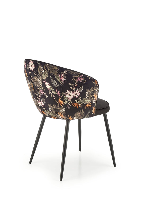 Scaun tapitat cu stofa si picioare metalice, K506 Velvet Multicolor / Negru, l55xA60xH82 cm (3)
