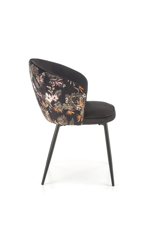 Scaun tapitat cu stofa si picioare metalice, K506 Velvet Multicolor / Negru, l55xA60xH82 cm (4)