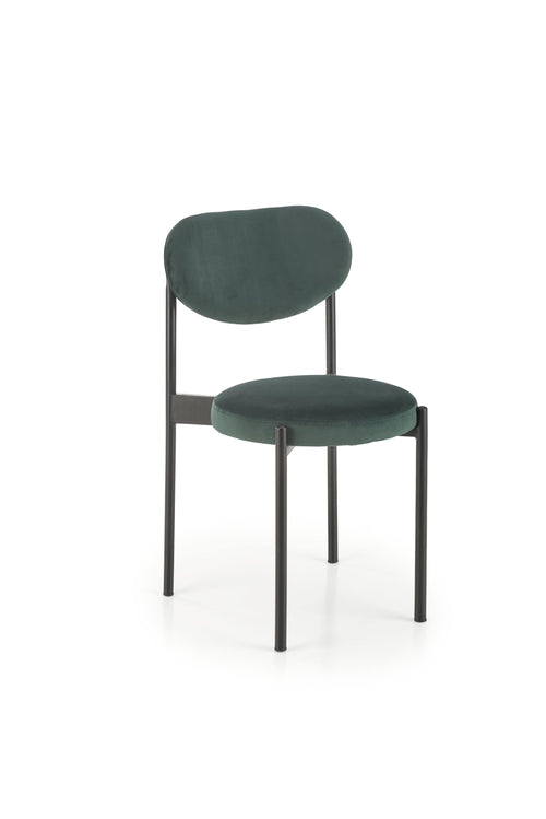 Scaun tapitat cu stofa si picioare metalice, K509 Velvet Verde Inchis / Negru, l42xA48xH80 cm