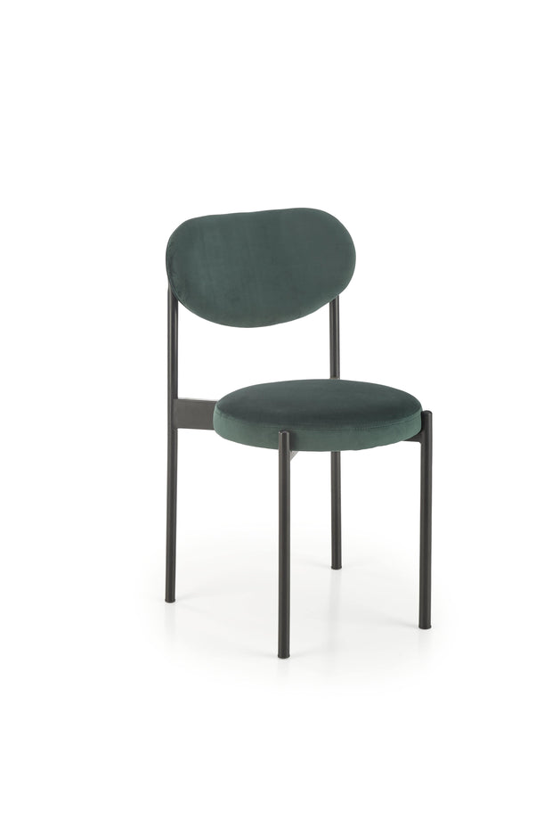 Scaun tapitat cu stofa si picioare metalice, K509 Velvet Verde Inchis / Negru, l42xA48xH80 cm