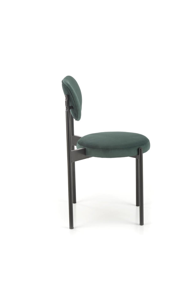 Scaun tapitat cu stofa si picioare metalice, K509 Velvet Verde Inchis / Negru, l42xA48xH80 cm (3)