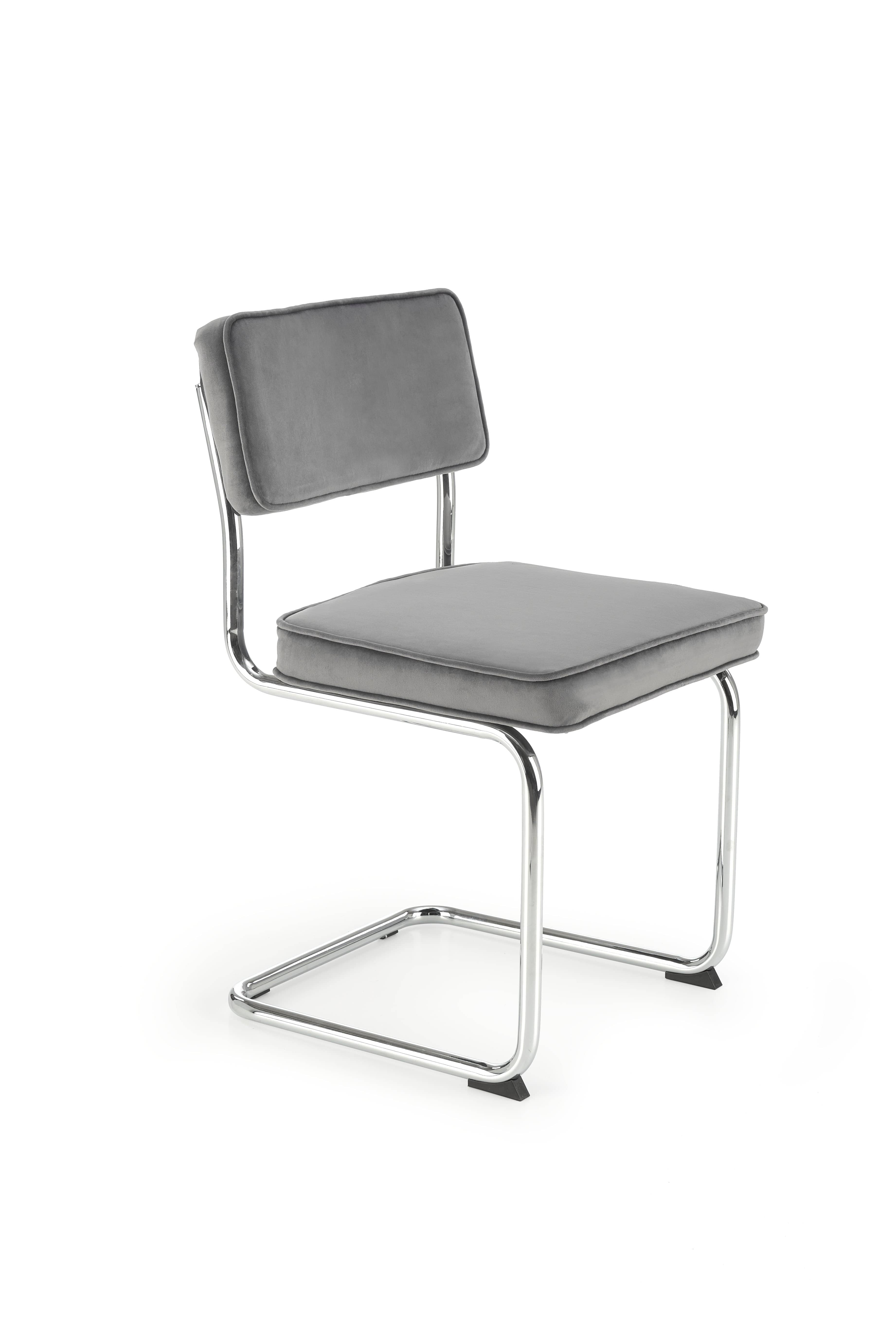 Scaun tapitat cu stofa si picioare metalice, K510 Velvet Gri / Crom, l49xA55xH85 cm