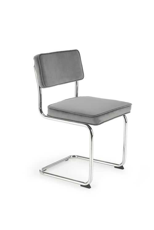 Scaun tapitat cu stofa si picioare metalice, K510 Velvet Gri / Crom, l49xA55xH85 cm