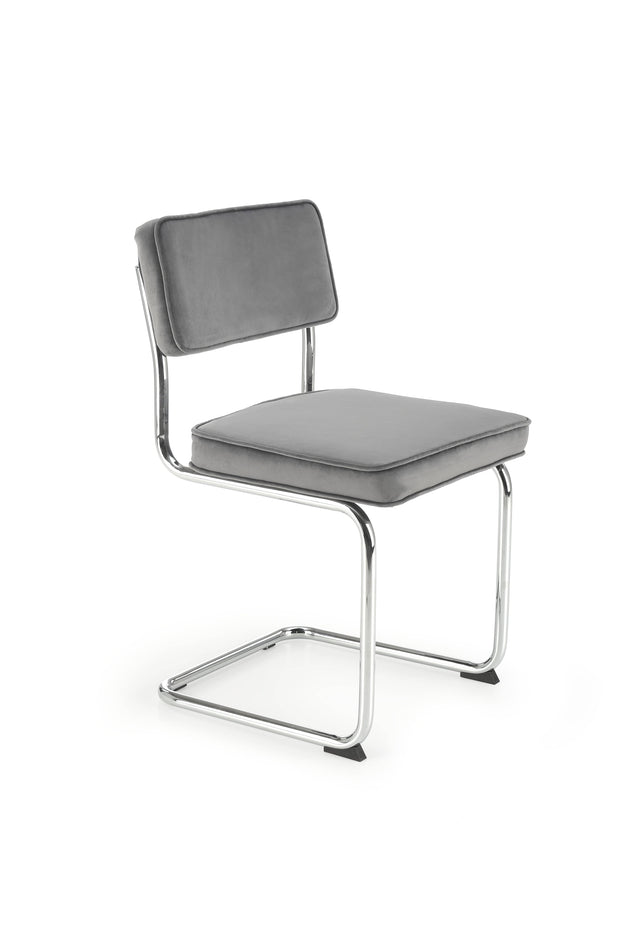 Scaun tapitat cu stofa si picioare metalice, K510 Velvet Gri / Crom, l49xA55xH85 cm