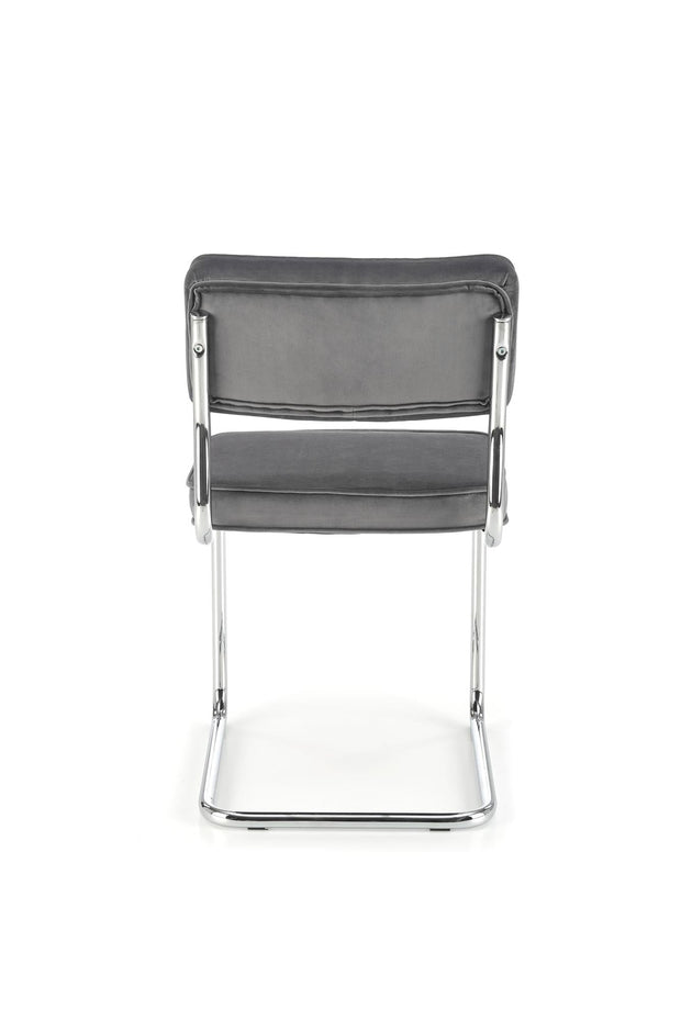 Scaun tapitat cu stofa si picioare metalice, K510 Velvet Gri / Crom, l49xA55xH85 cm (1)