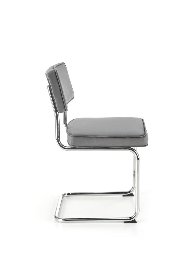 Scaun tapitat cu stofa si picioare metalice, K510 Velvet Gri / Crom, l49xA55xH85 cm (3)