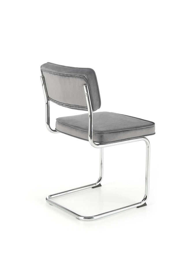 Scaun tapitat cu stofa si picioare metalice, K510 Velvet Gri / Crom, l49xA55xH85 cm (4)