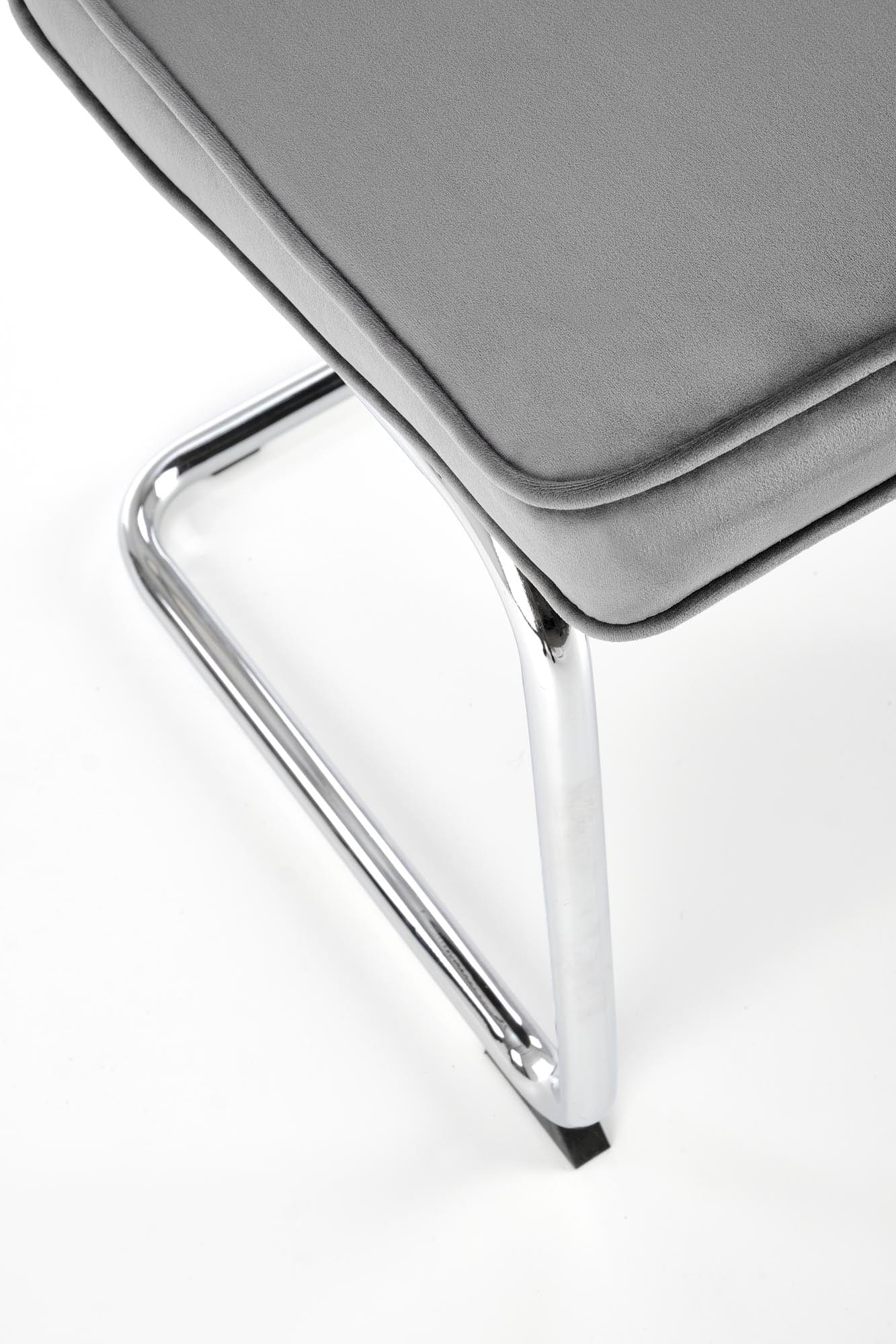 Scaun tapitat cu stofa si picioare metalice, K510 Velvet Gri / Crom, l49xA55xH85 cm (5)