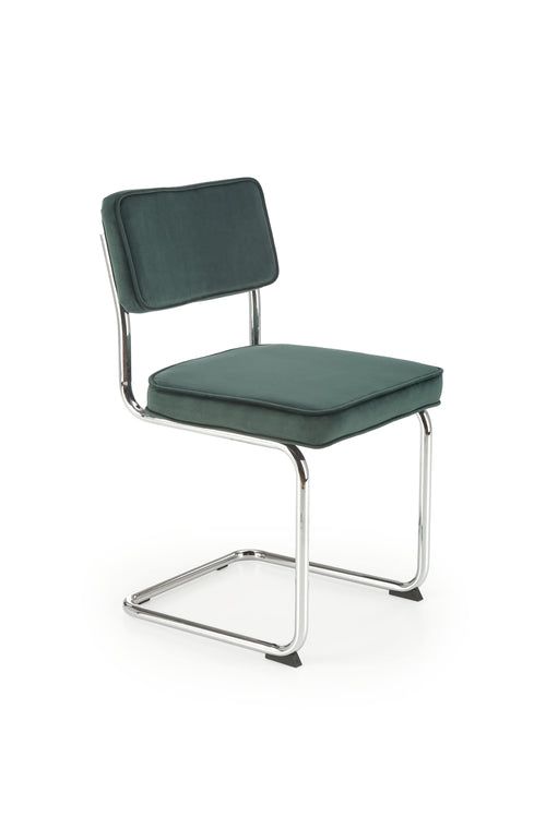 Scaun tapitat cu stofa si picioare metalice, K510 Velvet Verde Inchis / Crom, l49xA55xH85 cm