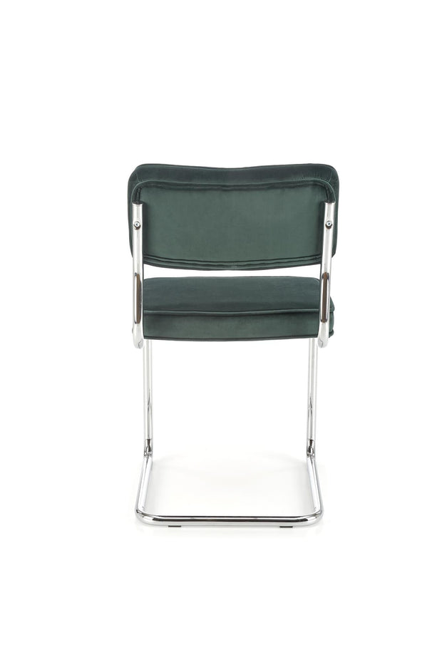 Scaun tapitat cu stofa si picioare metalice, K510 Velvet Verde Inchis / Crom, l49xA55xH85 cm (1)