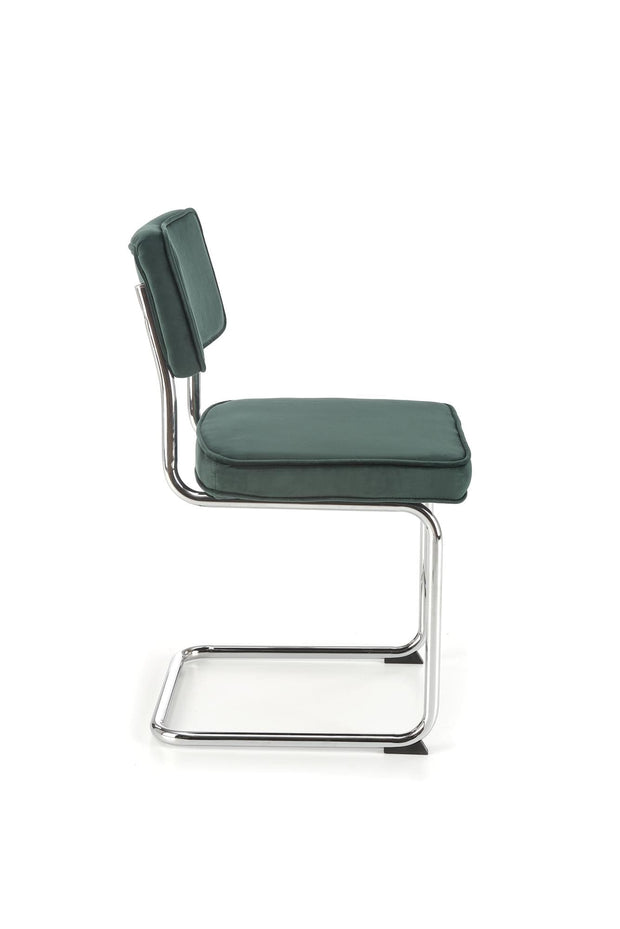 Scaun tapitat cu stofa si picioare metalice, K510 Velvet Verde Inchis / Crom, l49xA55xH85 cm (3)