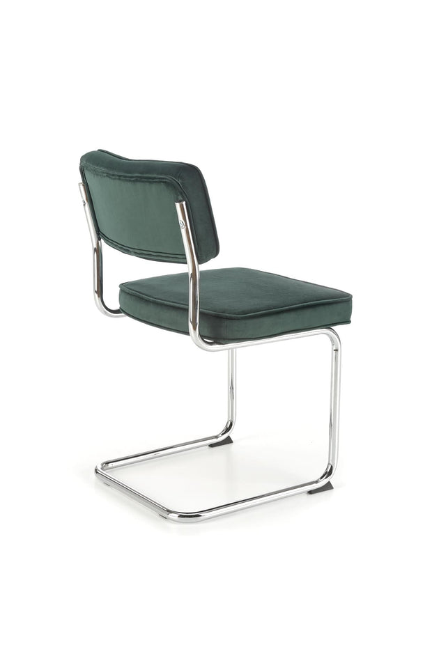 Scaun tapitat cu stofa si picioare metalice, K510 Velvet Verde Inchis / Crom, l49xA55xH85 cm (4)