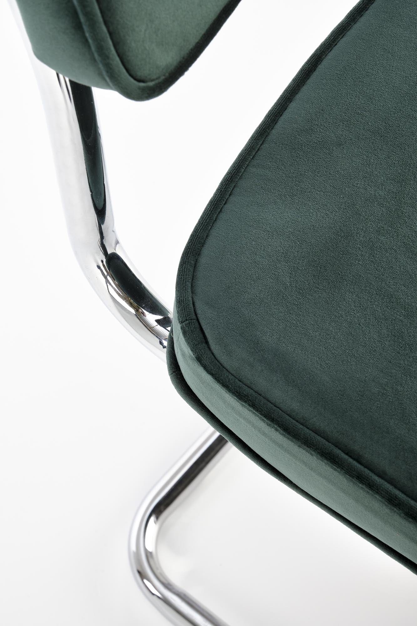 Scaun tapitat cu stofa si picioare metalice, K510 Velvet Verde Inchis / Crom, l49xA55xH85 cm (5)