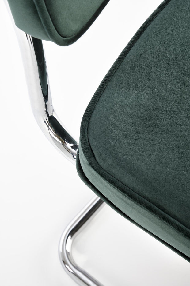 Scaun tapitat cu stofa si picioare metalice, K510 Velvet Verde Inchis / Crom, l49xA55xH85 cm (5)