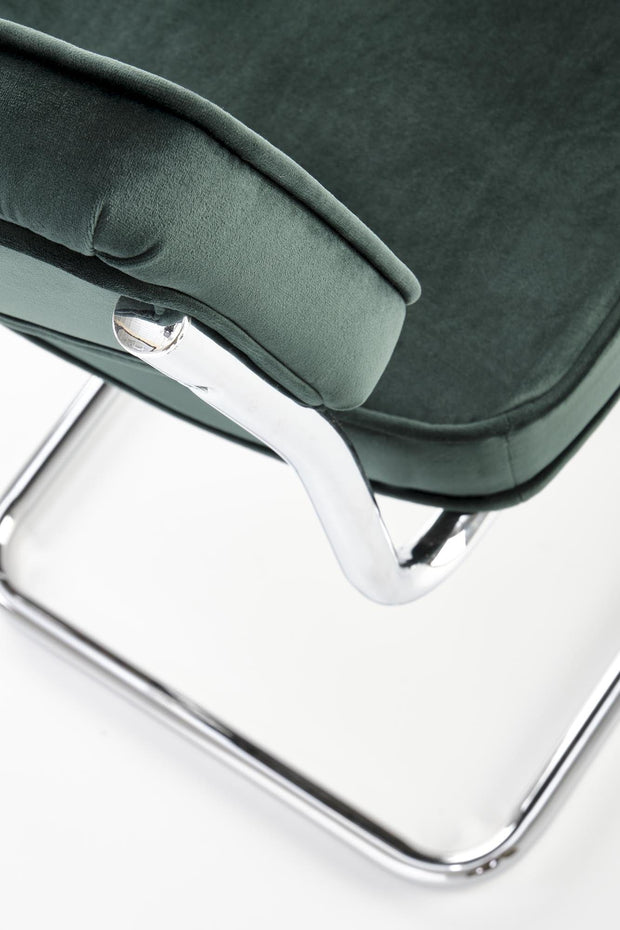 Scaun tapitat cu stofa si picioare metalice, K510 Velvet Verde Inchis / Crom, l49xA55xH85 cm (7)