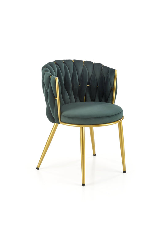 Scaun tapitat cu stofa si picioare metalice, K517 Velvet Verde Inchis / Auriu, l57xA60xH79 cm
