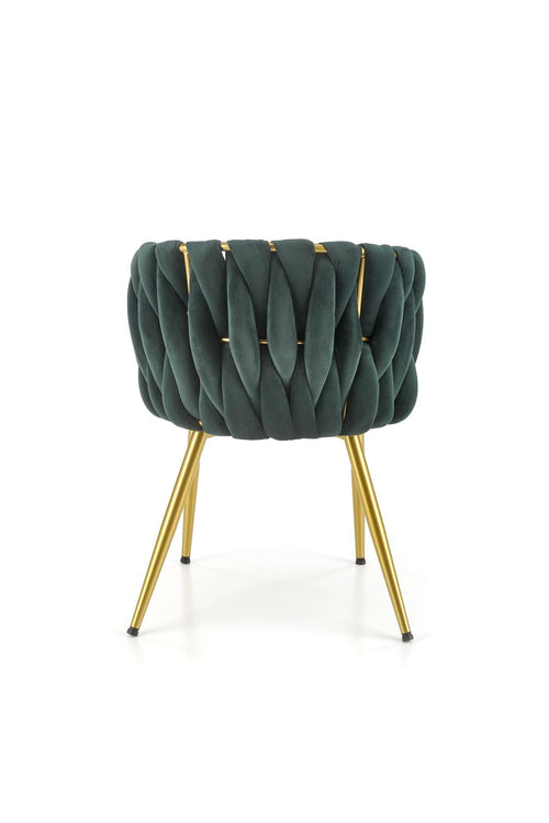 Scaun tapitat cu stofa si picioare metalice, K517 Velvet Verde Inchis / Auriu, l57xA60xH79 cm (1)