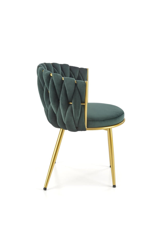 Scaun tapitat cu stofa si picioare metalice, K517 Velvet Verde Inchis / Auriu, l57xA60xH79 cm (3)