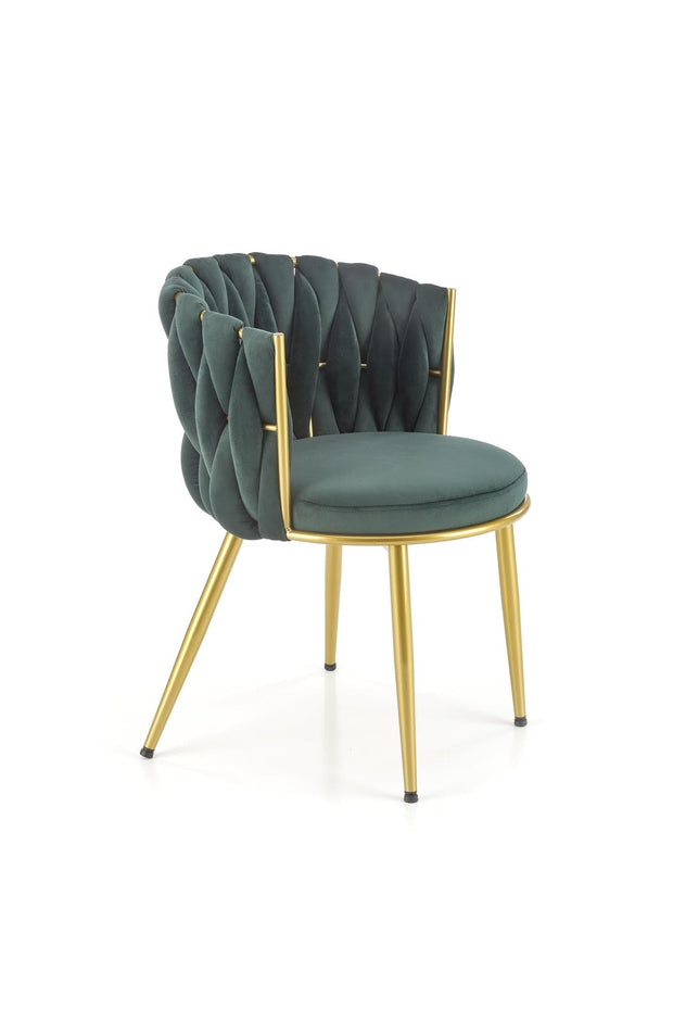 Scaun tapitat cu stofa si picioare metalice, K517 Velvet Verde Inchis / Auriu, l57xA60xH79 cm (4)