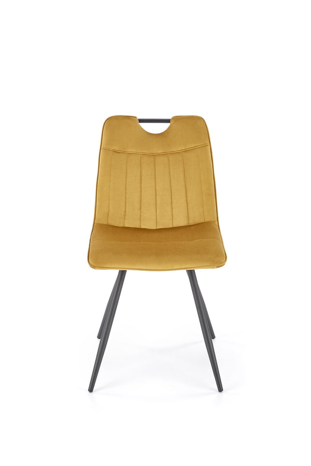 Scaun tapitat cu stofa si picioare metalice, K521 Velvet Galben / Negru, l46xA58xH83 cm (7)