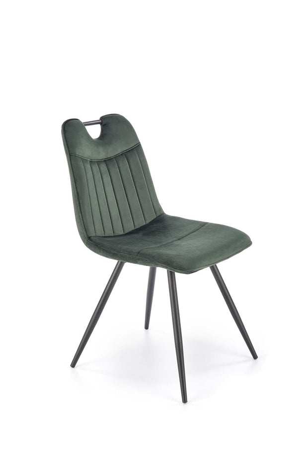 Scaun tapitat cu stofa si picioare metalice, K521 Velvet Verde Inchis / Negru, l46xA58xH83 cm (4)