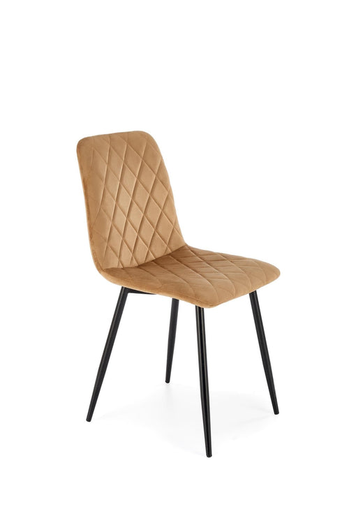 Scaun tapitat cu Stofa si picioare metalice, K525 Velvet Bej / Negru, l45xA55xH89 cm